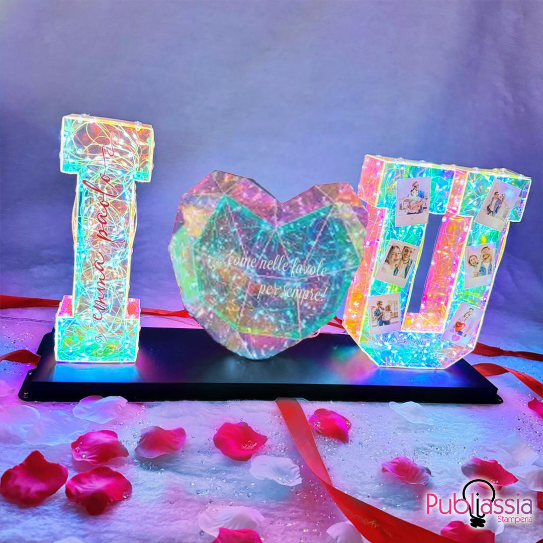 I love you - Scritta Luminosa 3d (cuore bianco)