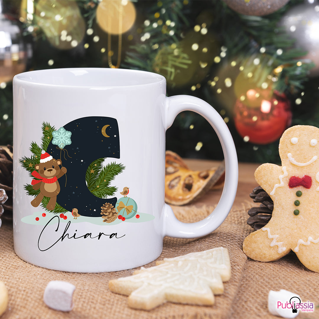Bear Christmas - Tazza mug personalizzata con nome e iniziale