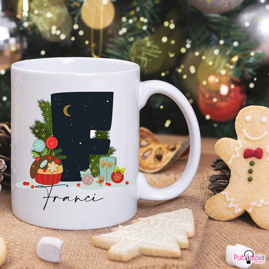 Cake Christmas - Tazza mug personalizzata con nome e iniziale