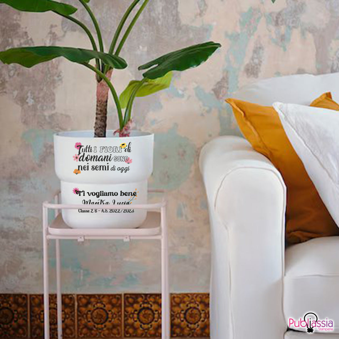 Ti voglio bene maestra - Portavaso personalizzato con nomi