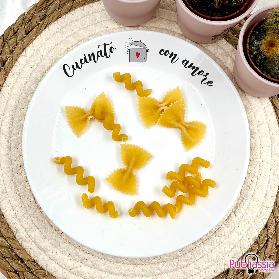 Cucinato con amore - Piatto in vetro temperato personalizzato