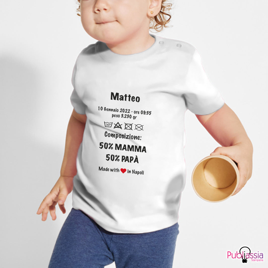 50% Mamma 50% Papà - T-shirt personalizzata con nome