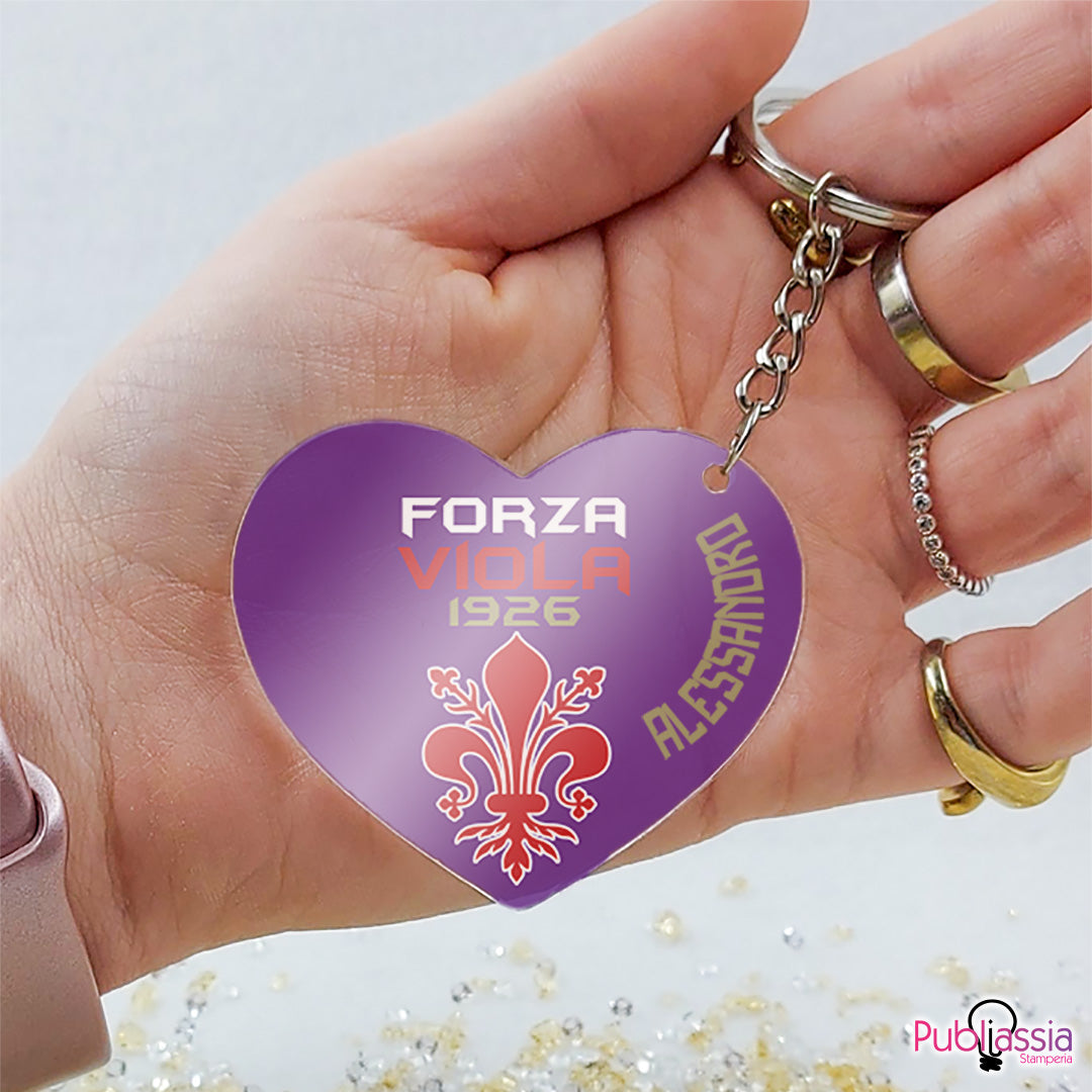 Forza Viola - Portachiavi In Plexiglass Personalizzato Con Nome