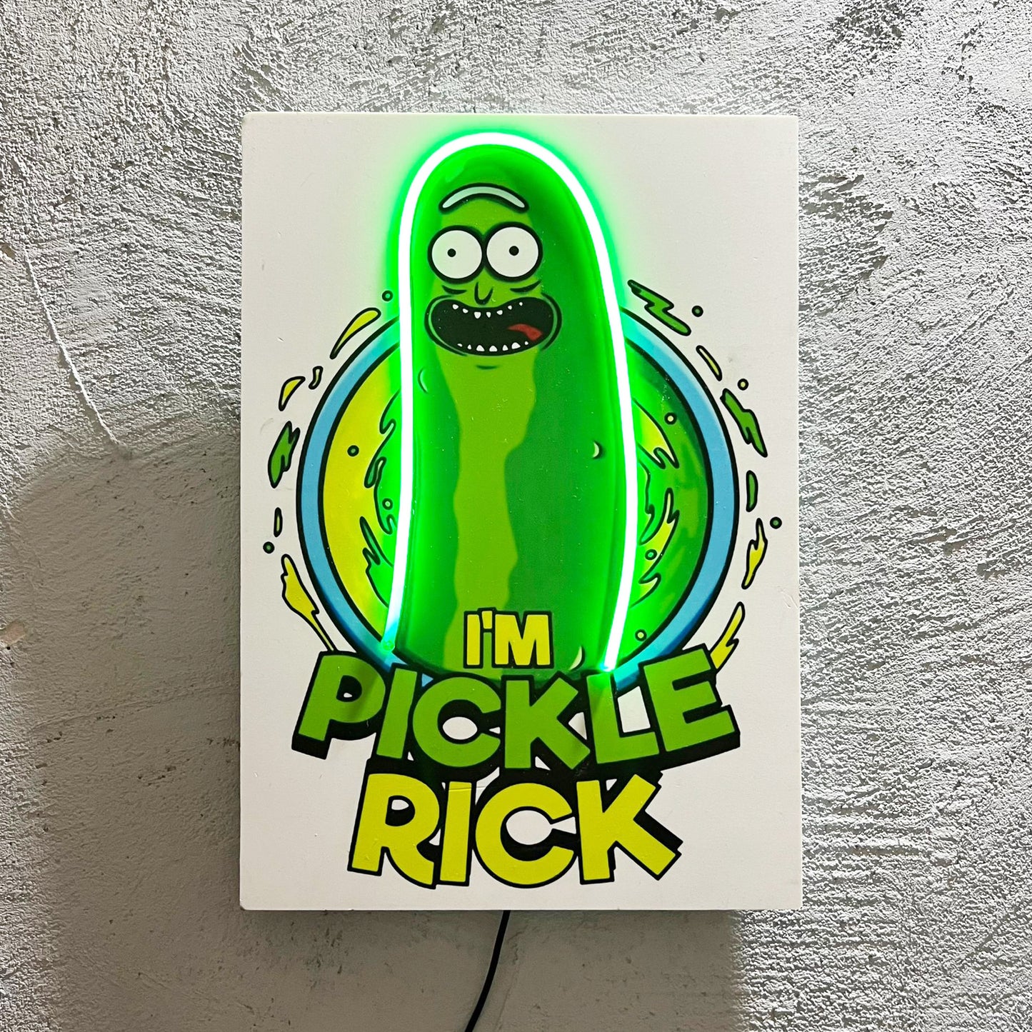 Pickle Rick - Quadretto con Neon Led