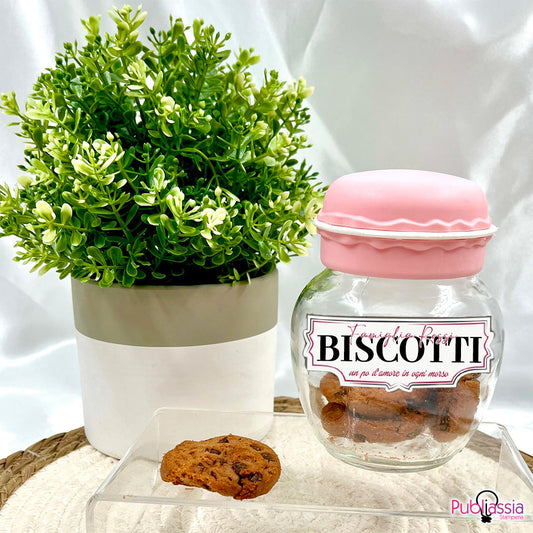 Family - Vasetto Barattolo Salvafreschezza Personalizzato Coperchio a forma di Macaron