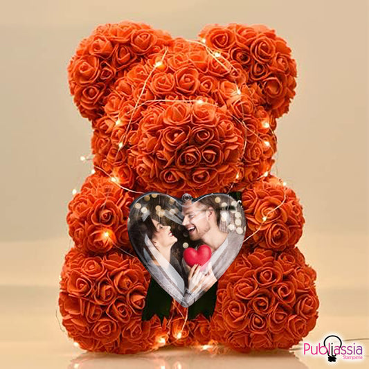 Bear Lovely - Orsetto di rose con cuore contenitore