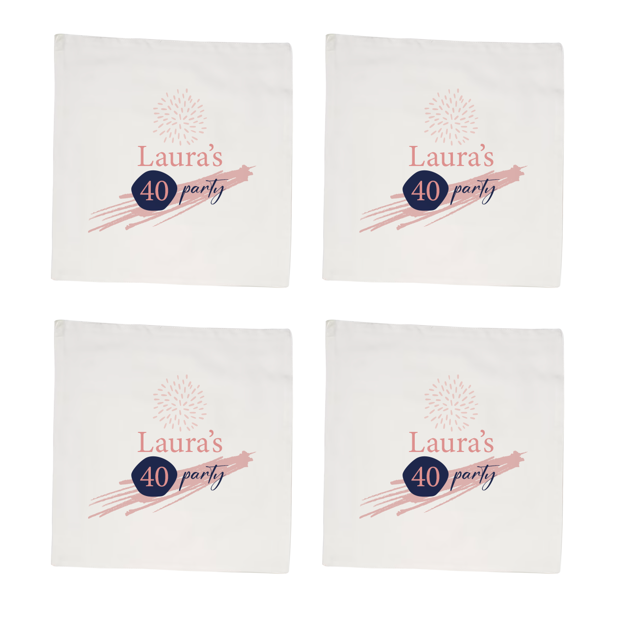 40 Party - Set 4 tovaglioli - personalizzato con nome