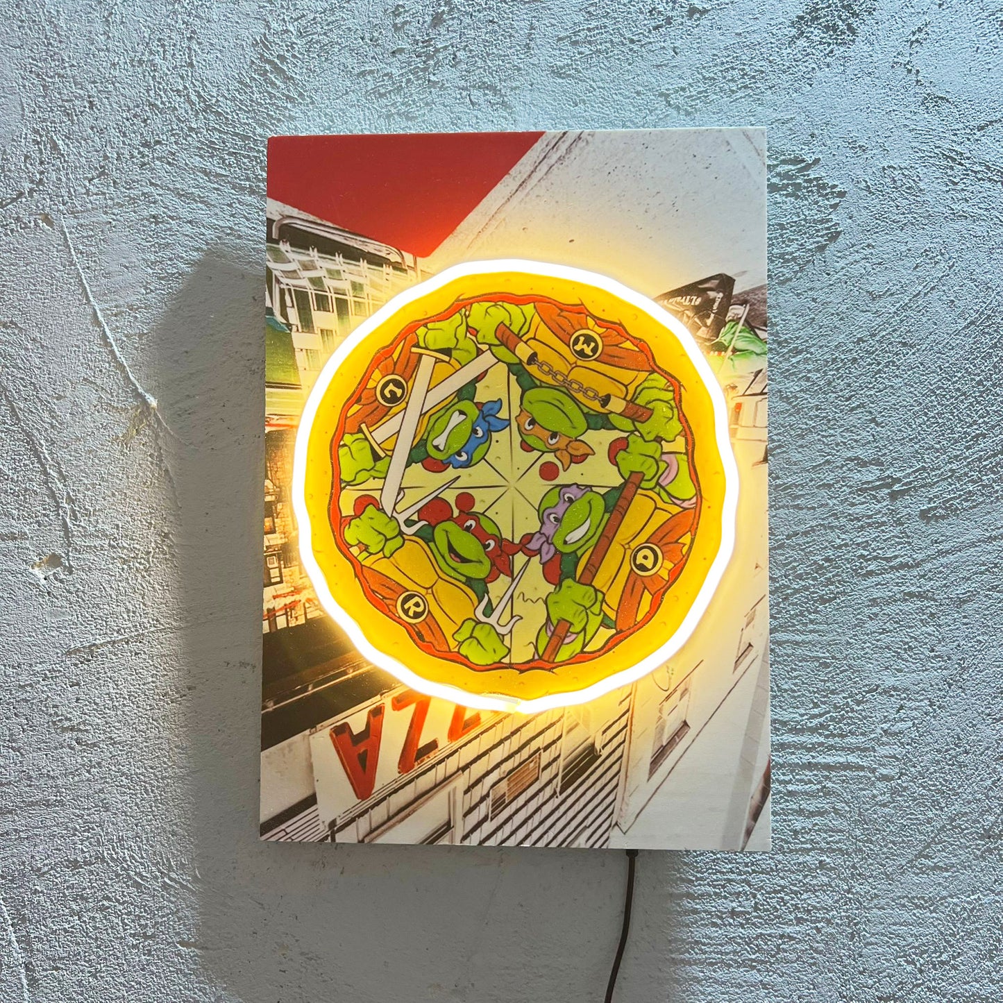 Pizza - Quadretto con Neon Led