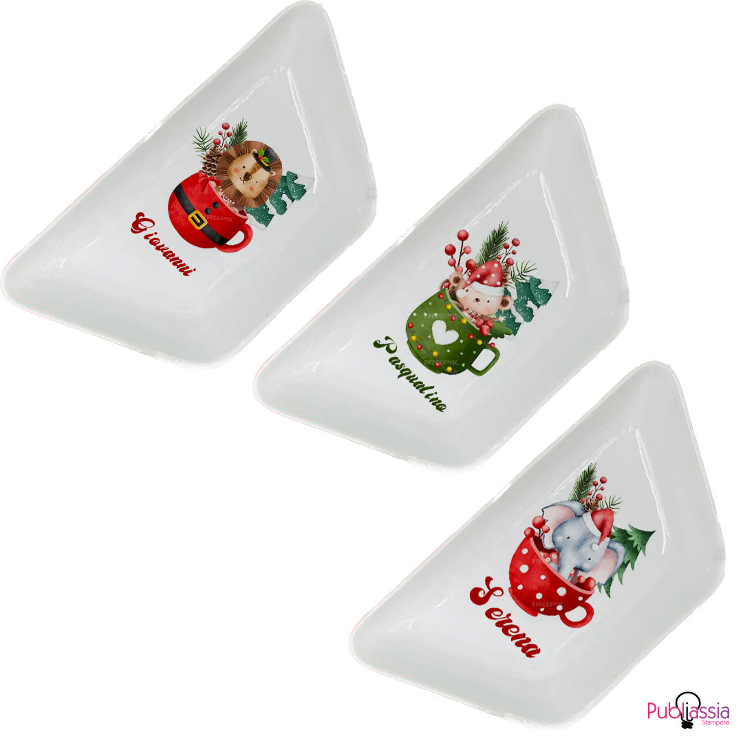 Love Christmas - Set 3 Ciotole per snack in Ceramica Personalizzati con Nomi e Scatola rossa