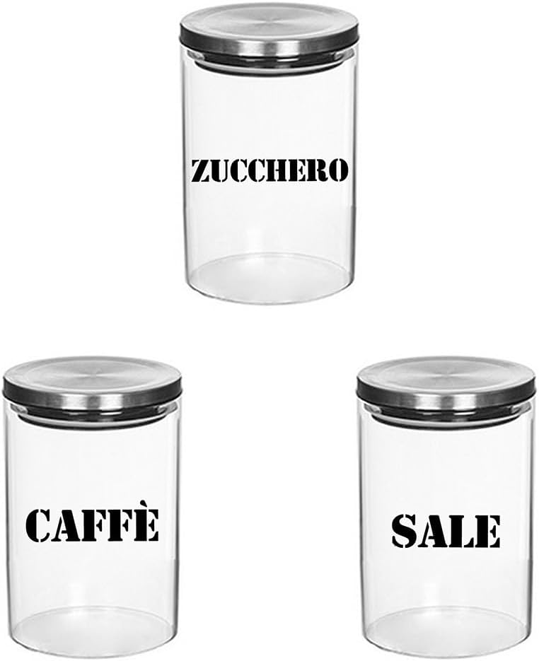 Classic - Set 3 Contenitori Trasparenti Con Coperchio Acciaio