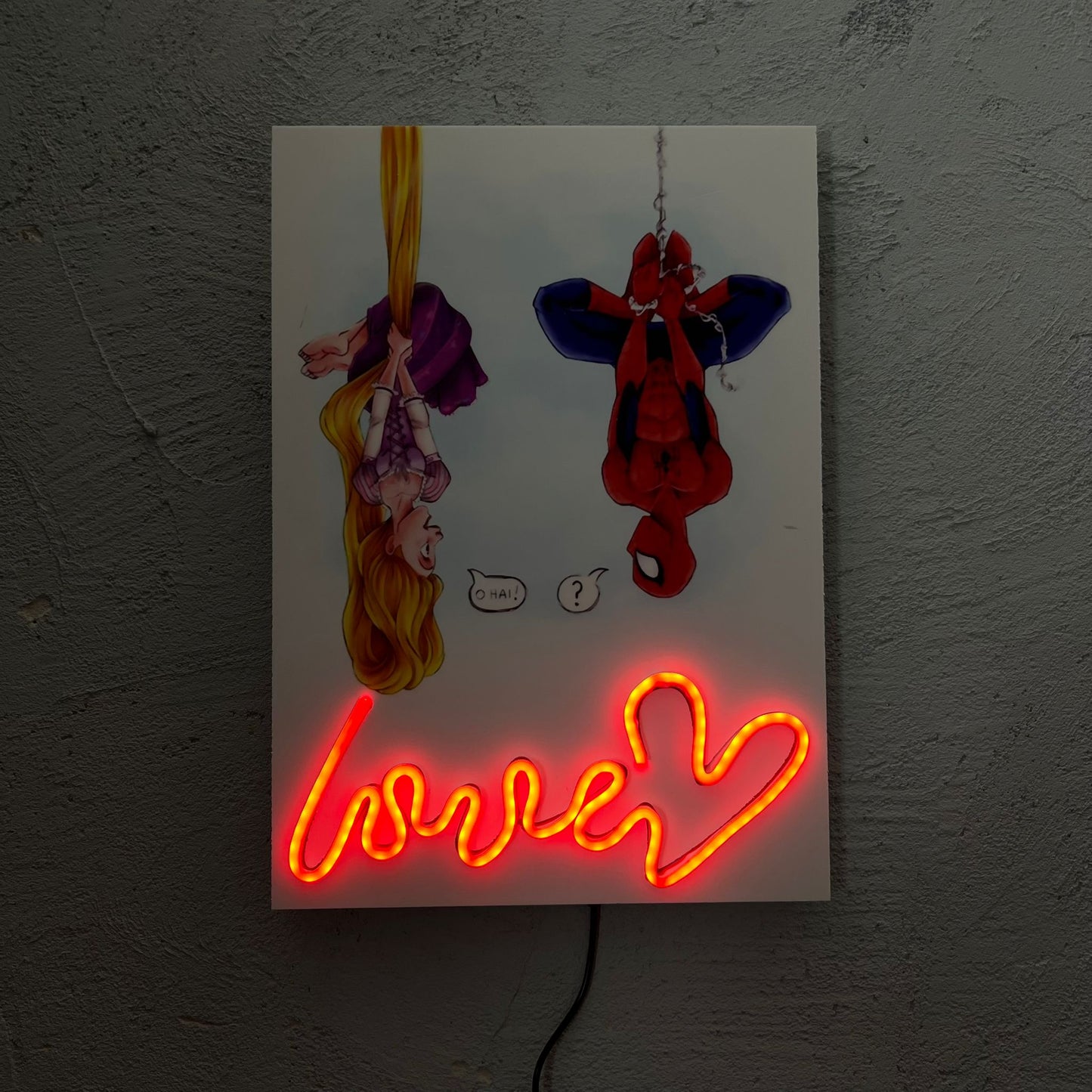 Spider Love - Quadretto con Neon Led