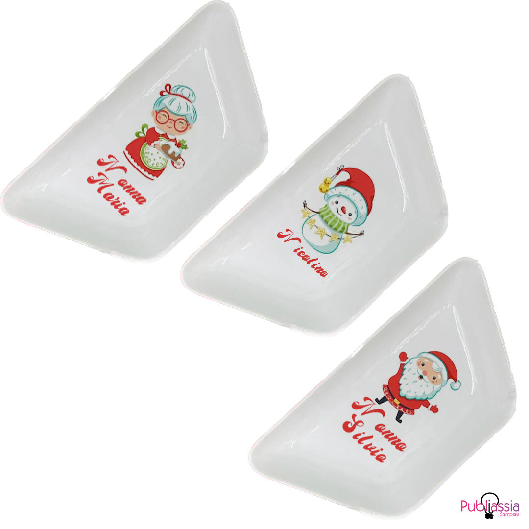 Merry Christmas - Set 3 Ciotole per snack in Ceramica Personalizzati con Nomi e Scatola rossa