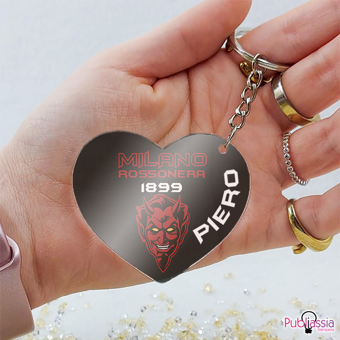 Milano Rossonera - Portachiavi In Plexiglass Personalizzato Con Nome