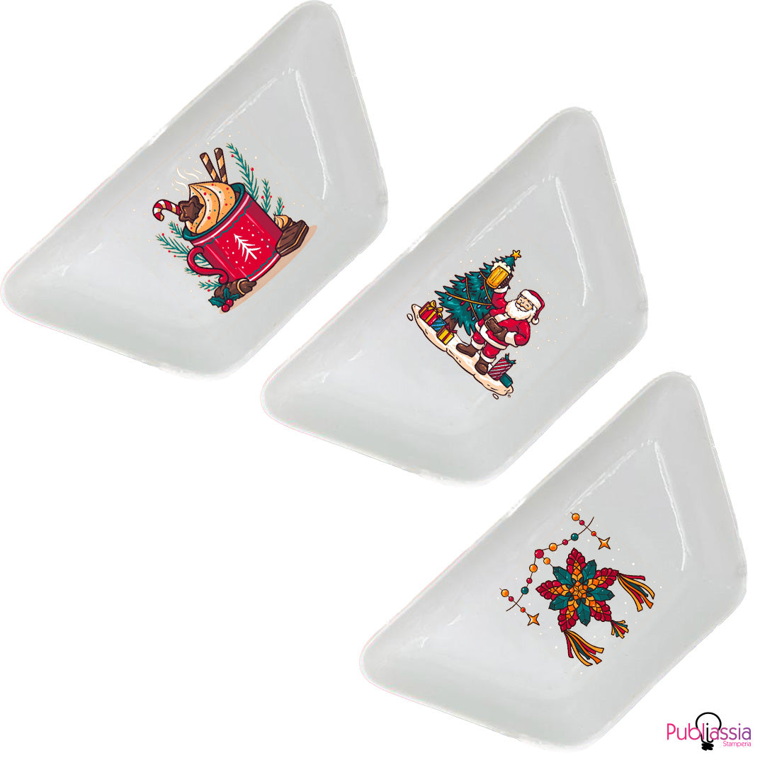 Christmas - Set 3 Ciotole per snack in Ceramica Personalizzati con Nomi e Scatola rossa