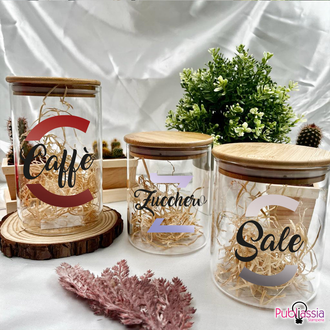 Kitchen - Set 3 Contenitori Trasparenti per Caffè Zucchero Sale