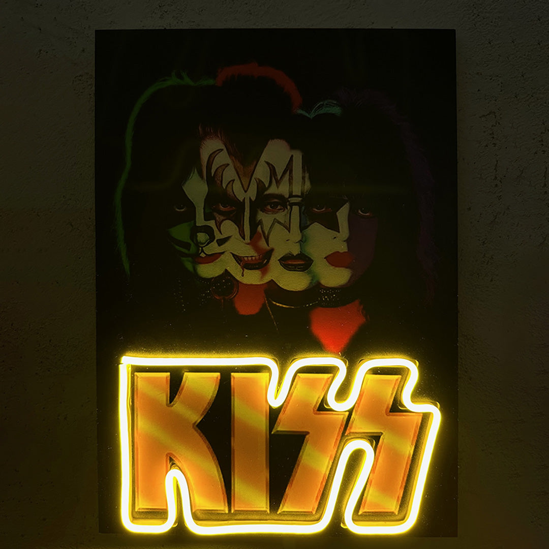 Kiss - Quadretto con Neon Led