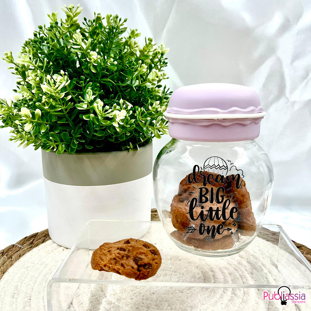 Dream big little one - Vasetto Barattolo Salvafreschezza Personalizzato Coperchio a forma di Macaron