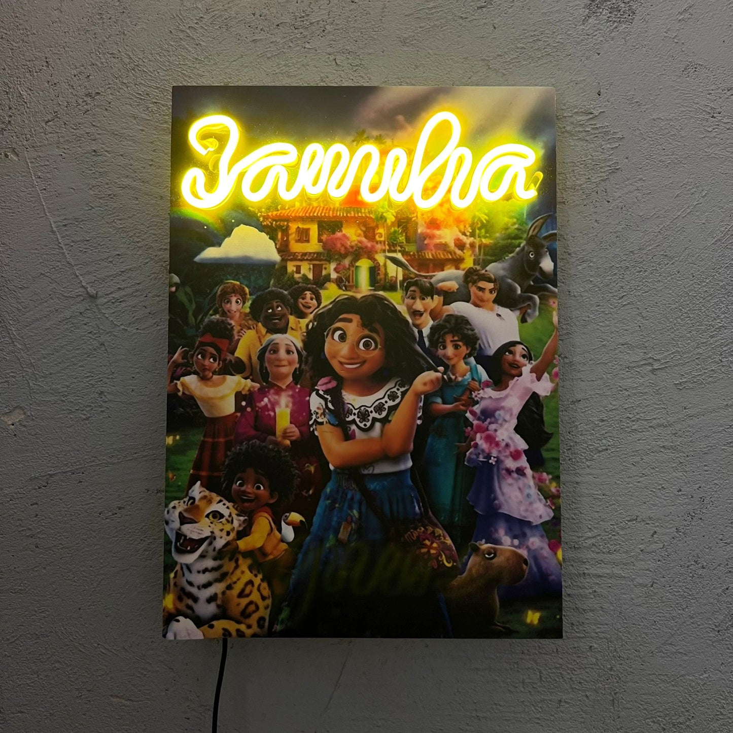 Familia - Quadretto con Neon Led