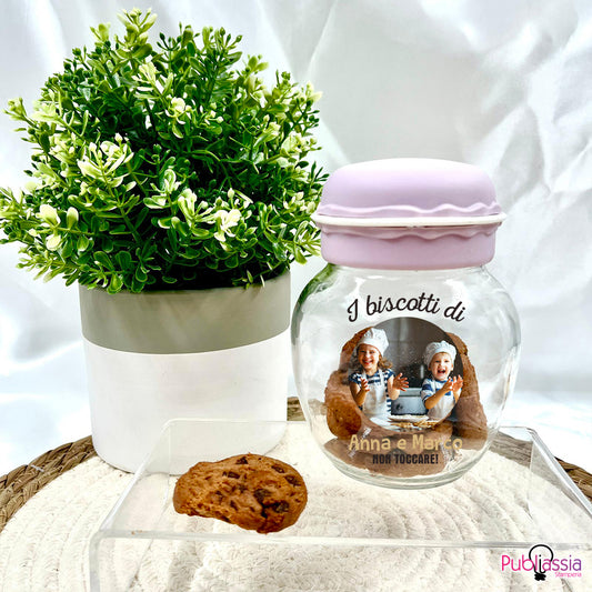 I biscotti di... - Vasetto Barattolo Salvafreschezza Personalizzato Coperchio a forma di Macaron