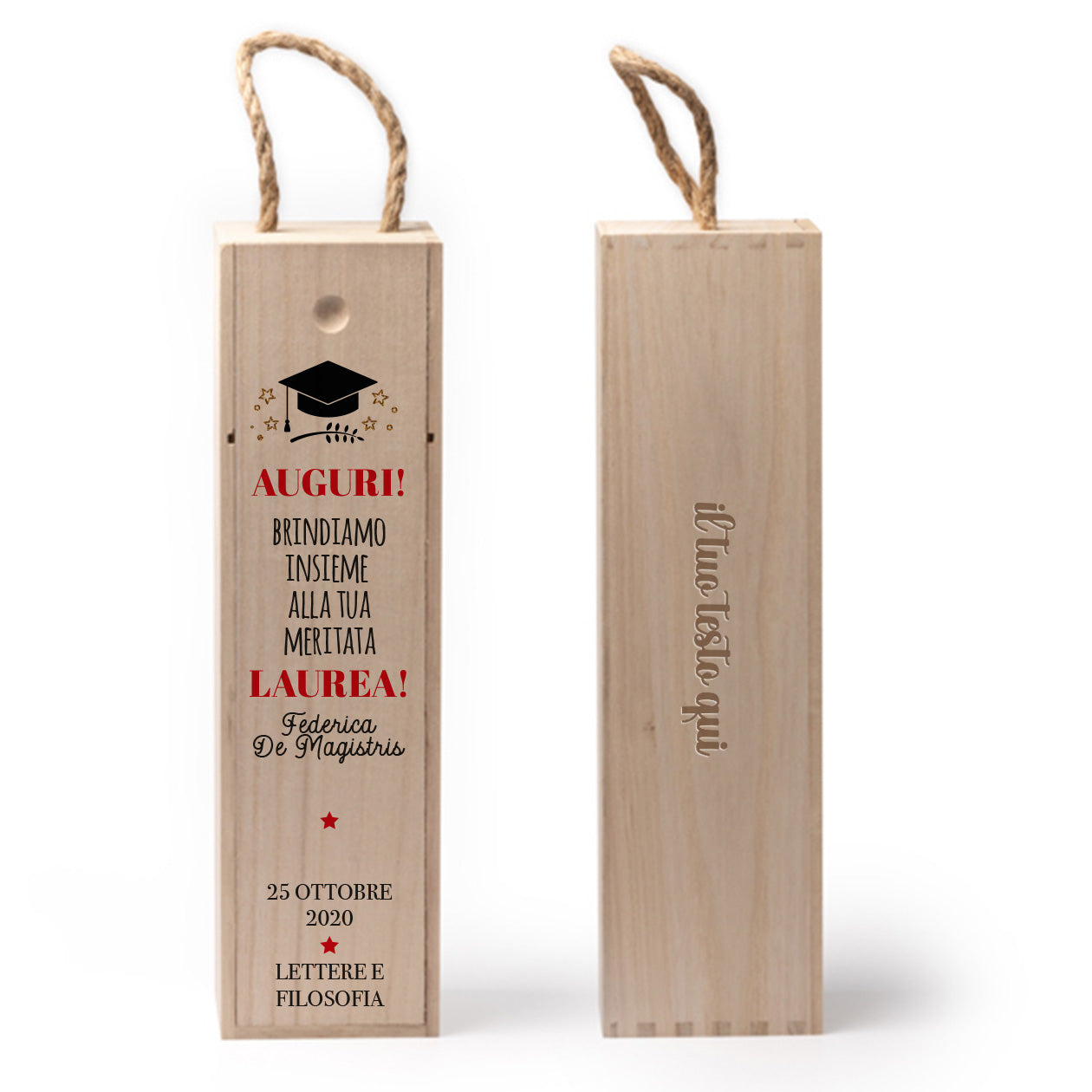 Auguri - portabottiglia in legno - personalizzato