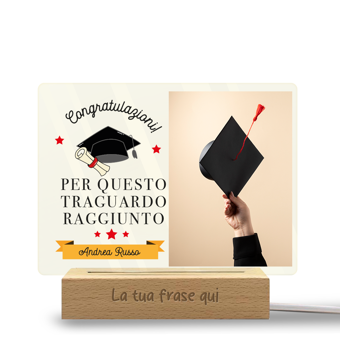 Congratulazioni per questo traguardo raggiunto - Lampada - Plexiglass personalizzata