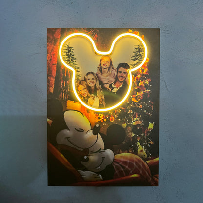 Mouse Christmas - Quadretto con Neon Led personalizzato con foto