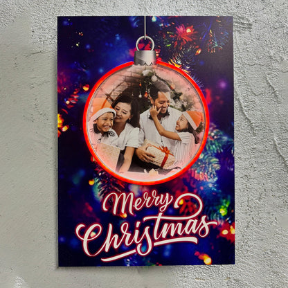 Merry Christmas - Quadretto con Neon Led personalizzato con foto