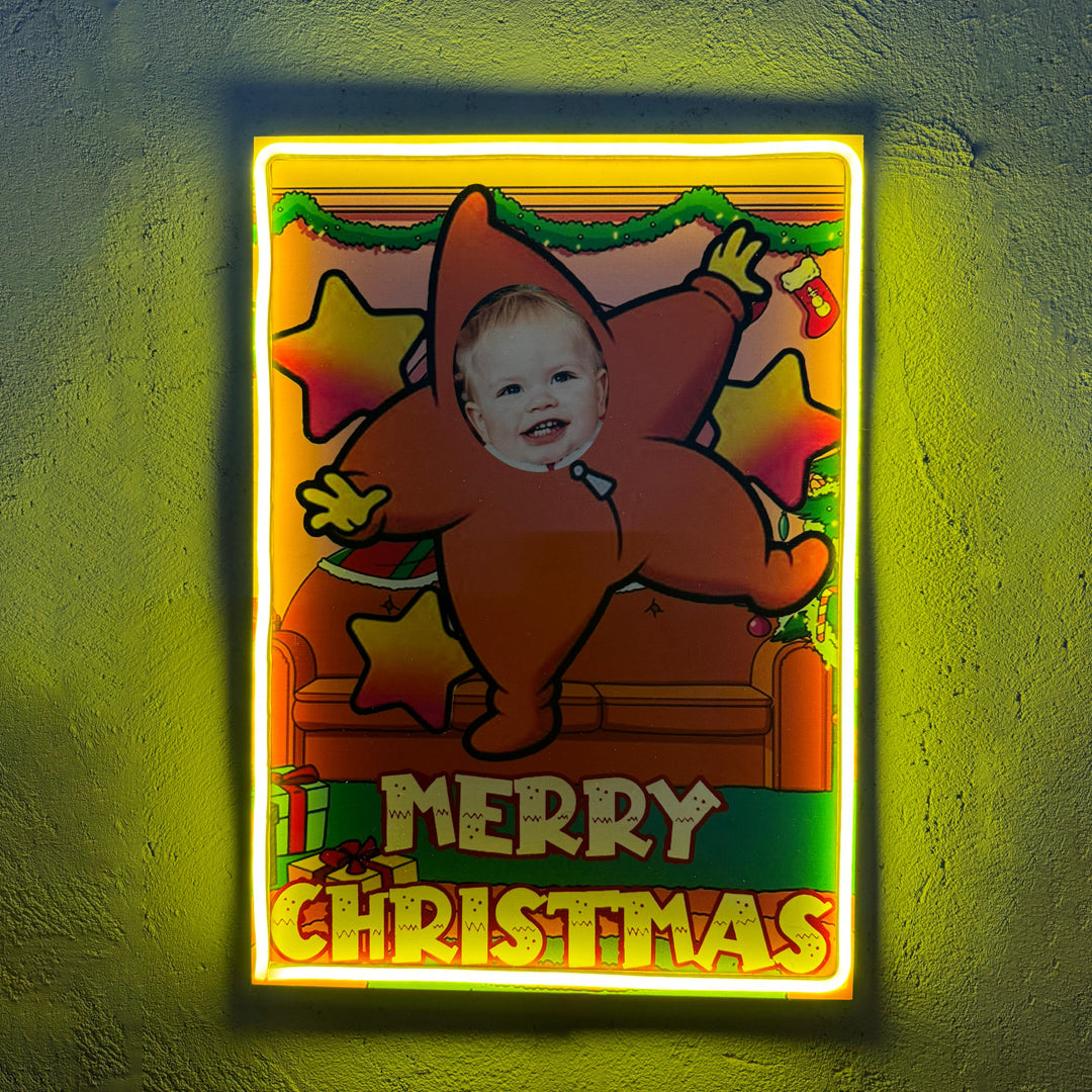Star Christmas - Quadretto con Neon Led personalizzato con foto
