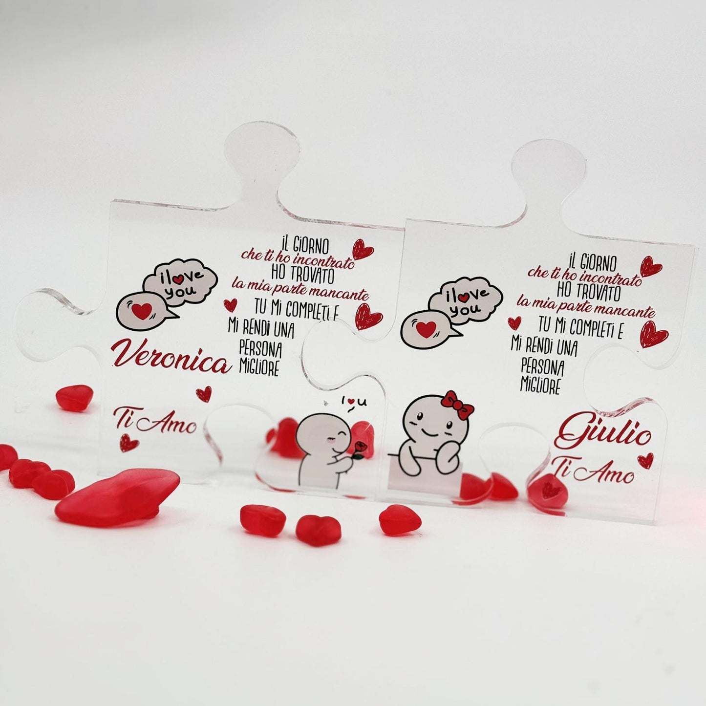 You complete me - Plexiglass personalizzato a forma di puzzle