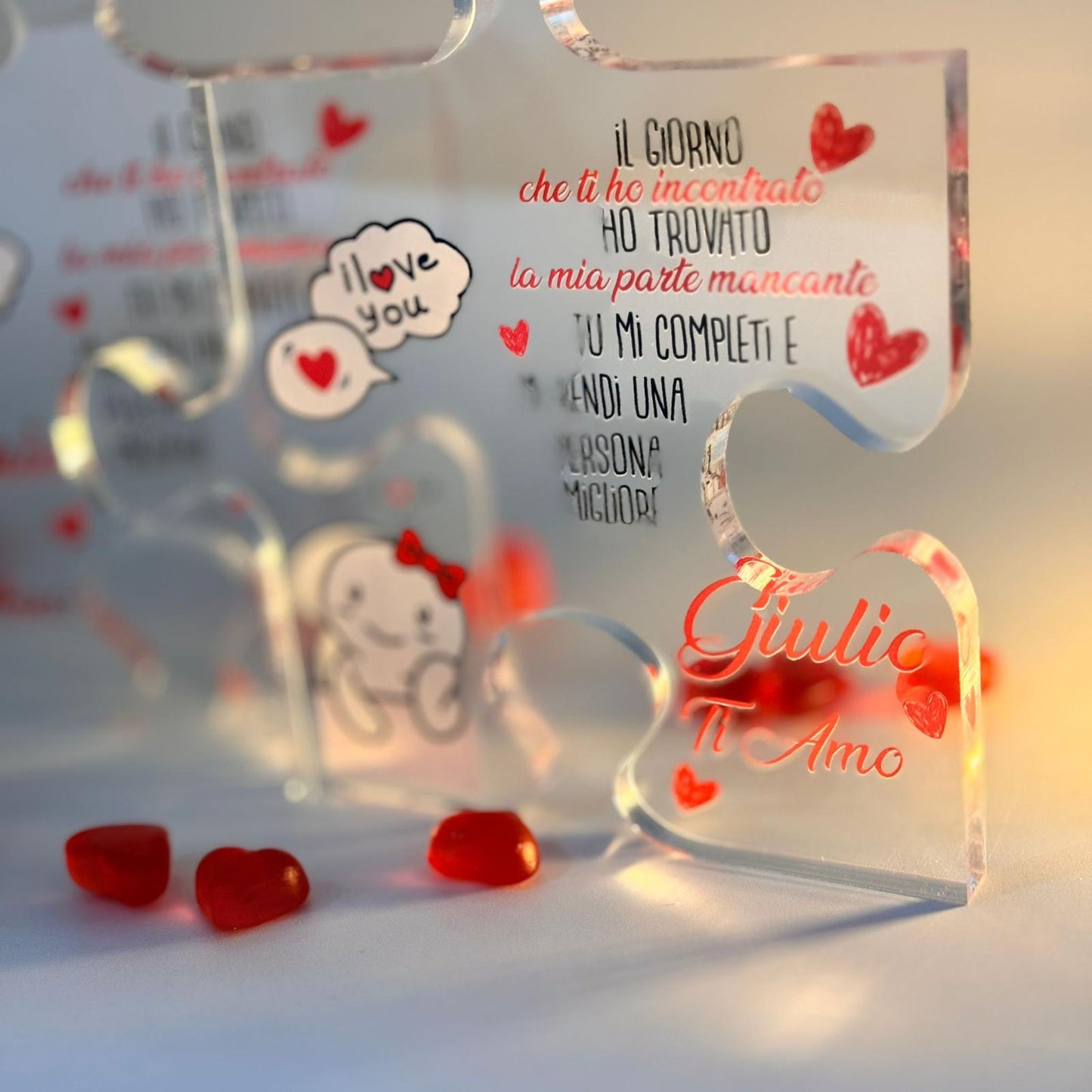 You complete me - Plexiglass personalizzato a forma di puzzle