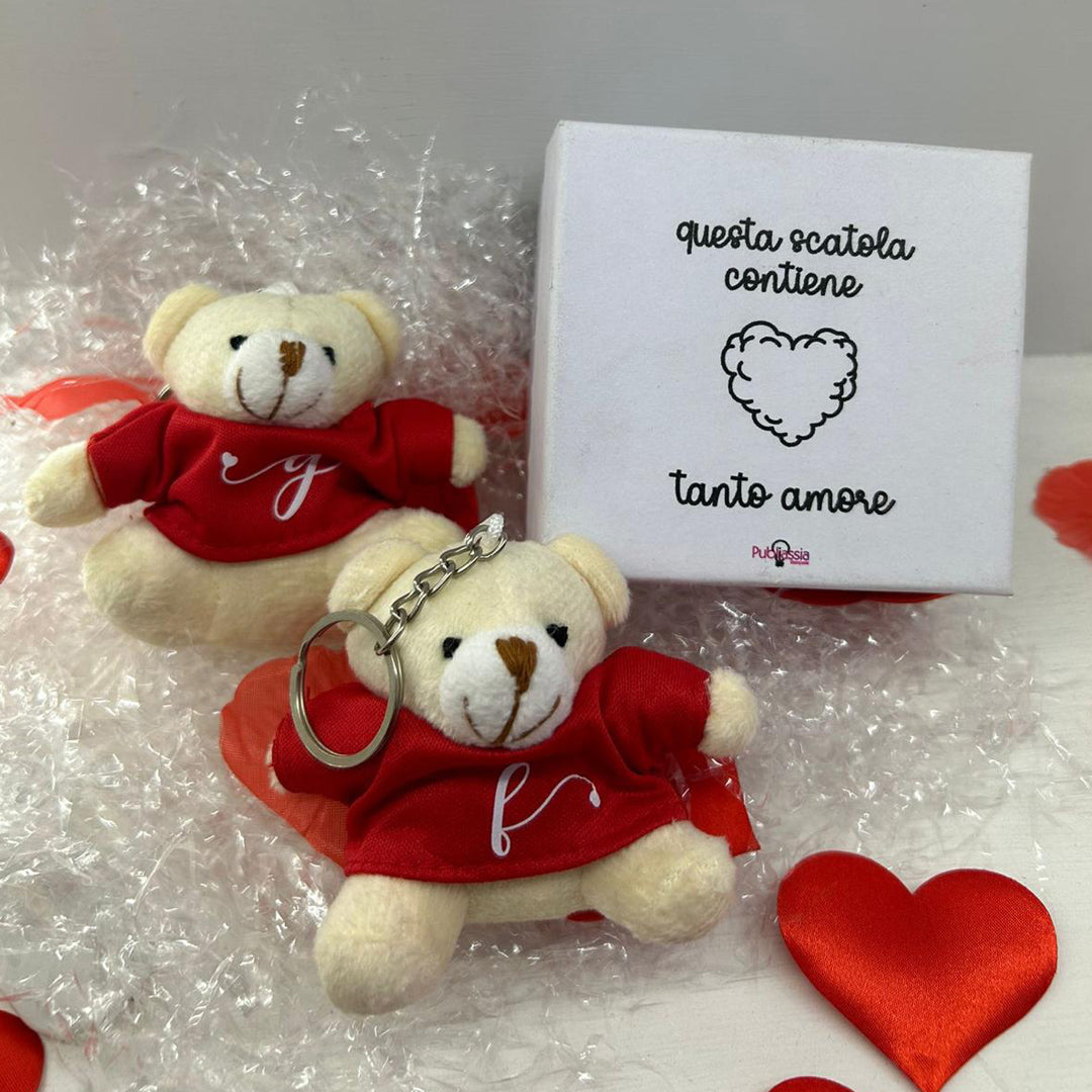 Teddy Bear - Coppia portachiavi personalizzati con iniziali