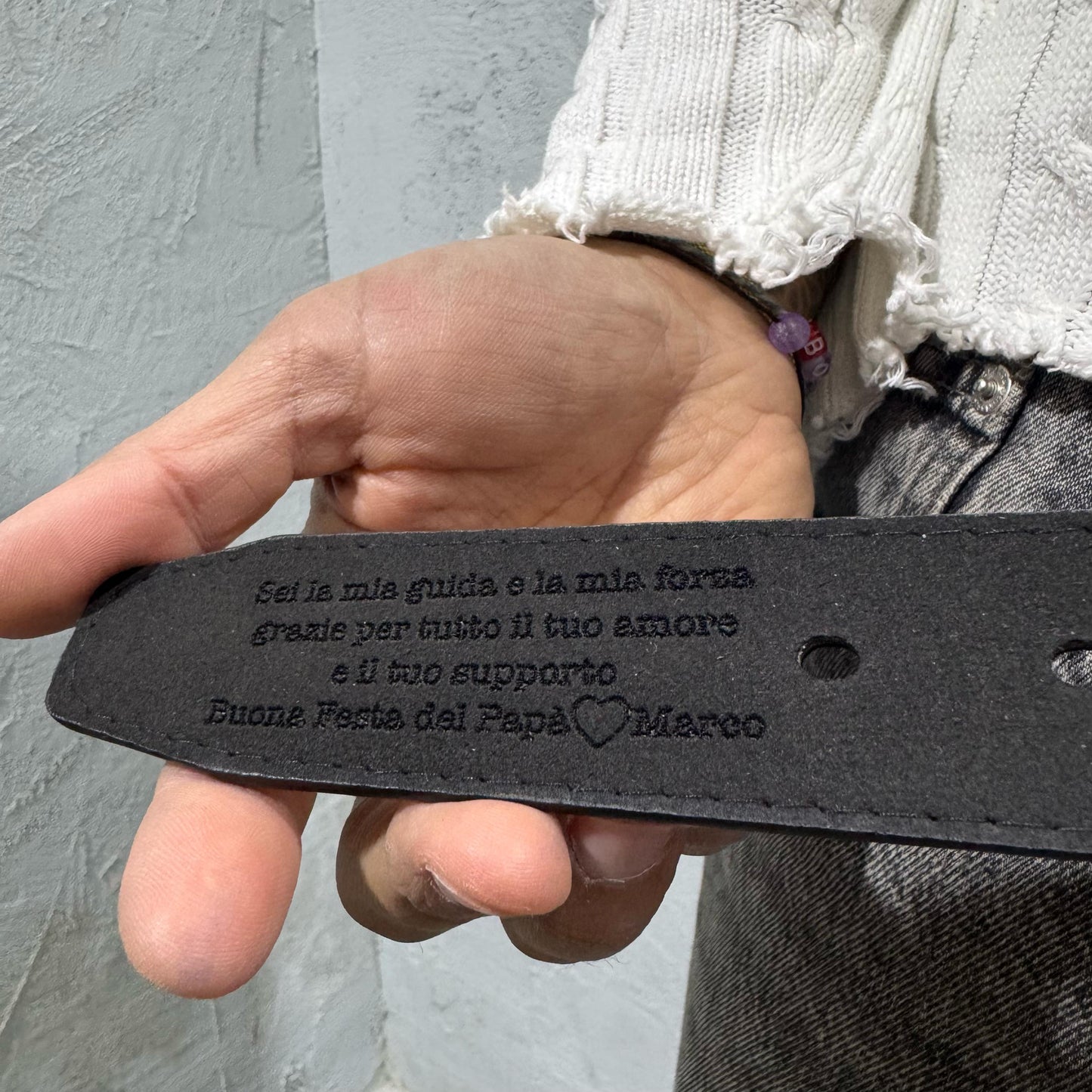 Happy Father's Day - cintura per papà in pelle - personalizzata con frase