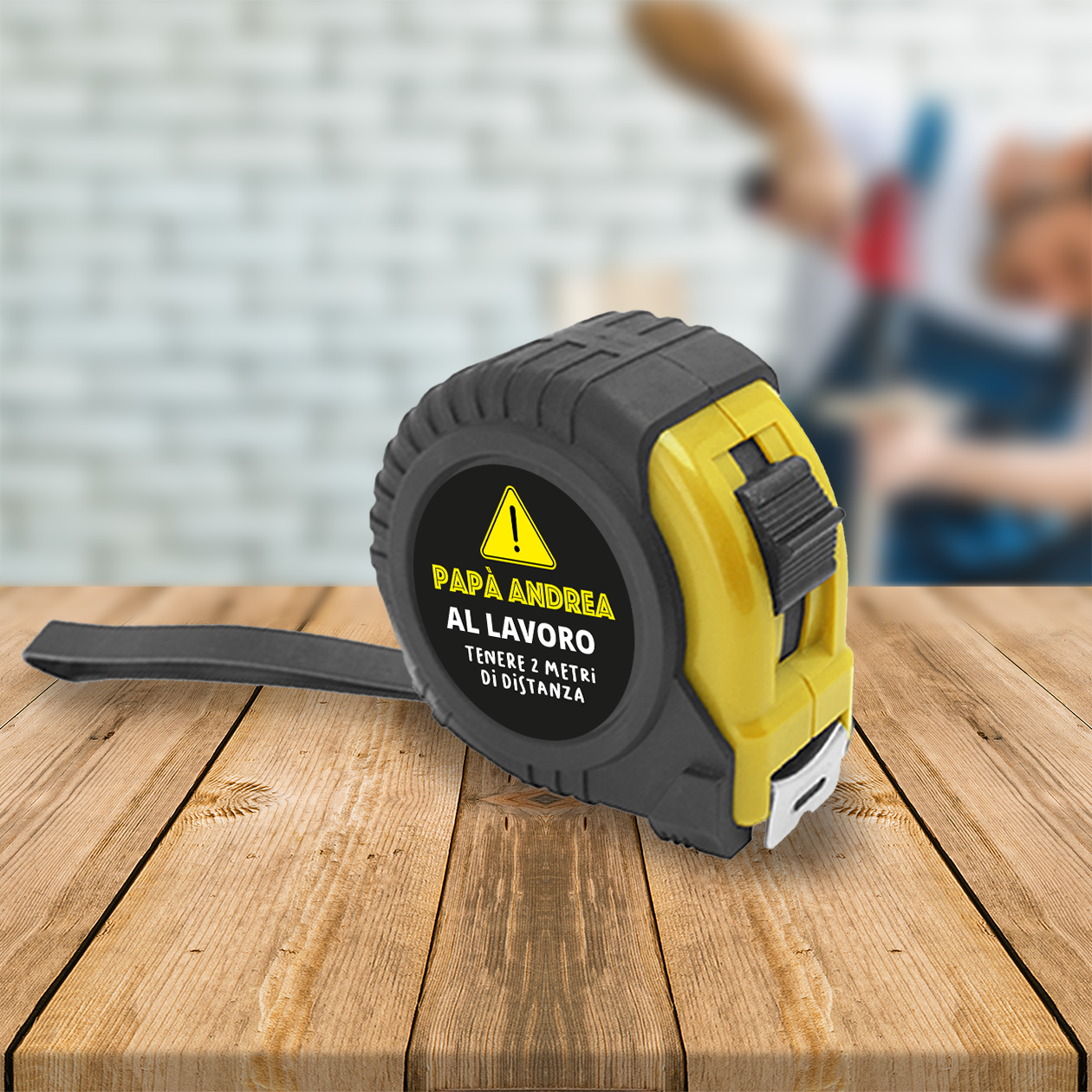 Papà al lavoro - Metro a rullo da 5 metri - personalizzato con nome