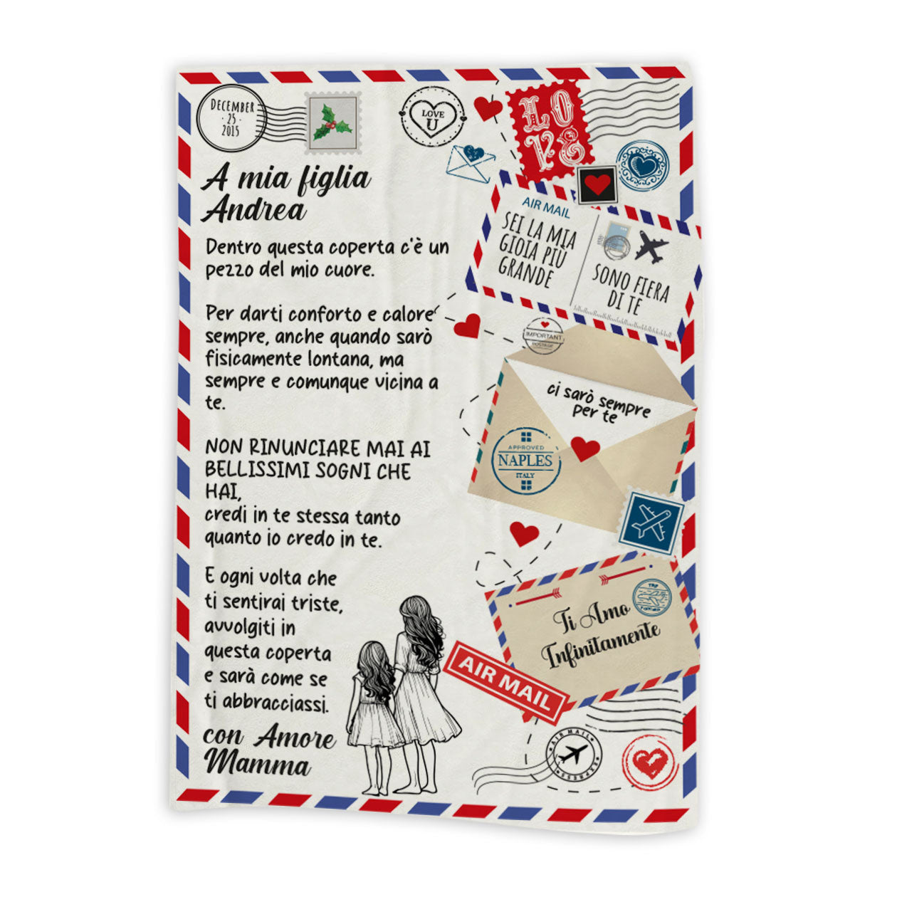 A mia figlia - coperta Natalizia Idea Regalo Natale Personalizzato