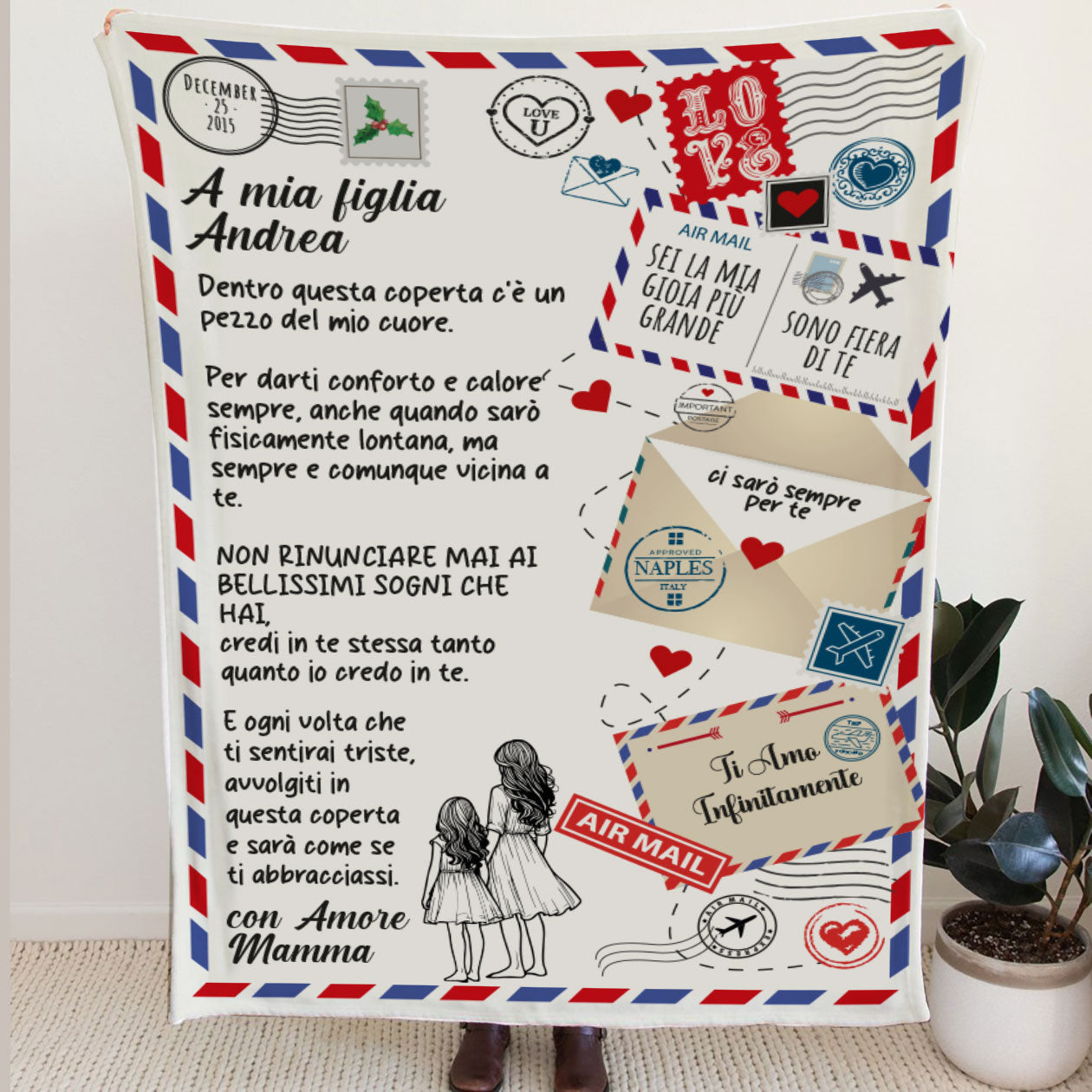 A mia figlia - coperta Natalizia Idea Regalo Natale Personalizzato