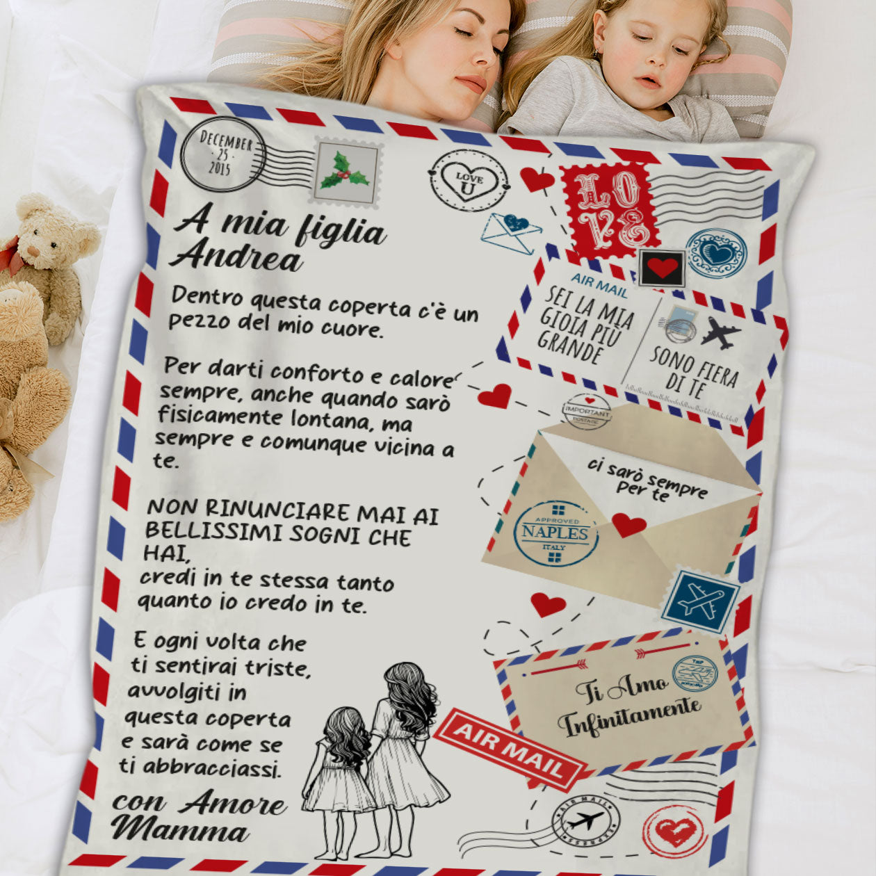 A mia figlia - coperta Natalizia Idea Regalo Natale Personalizzato