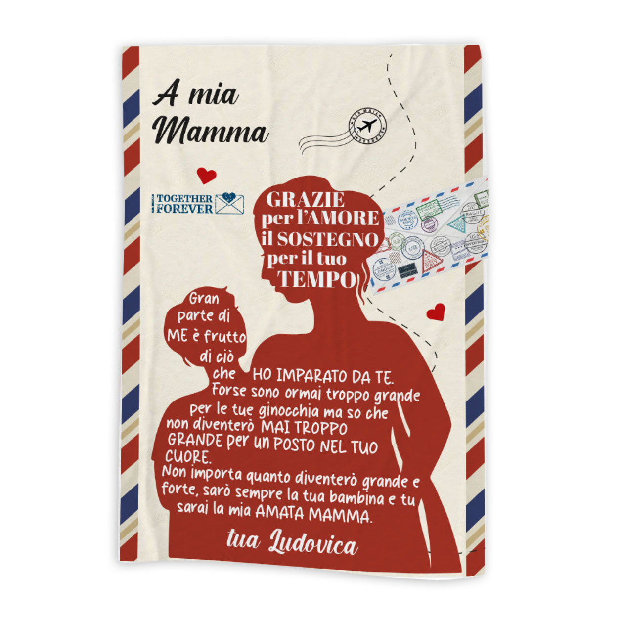 A mia mamma - coperta Natalizia Idea Regalo Natale Personalizzato