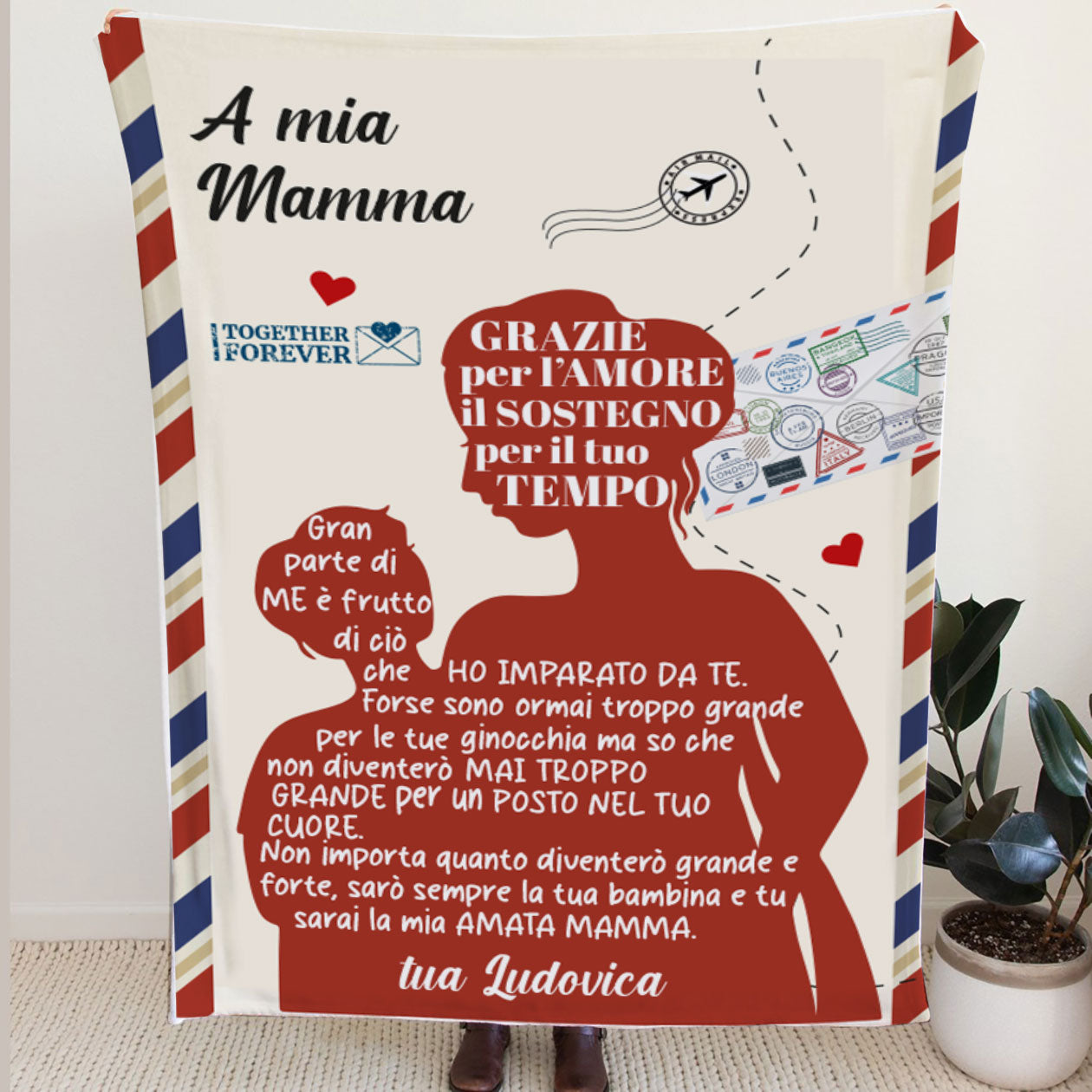 A mia mamma - coperta Natalizia Idea Regalo Natale Personalizzato