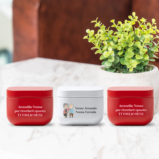 Vi voglio bene nonni - Set di 3 Candele Profumate Personalizzati con nomi