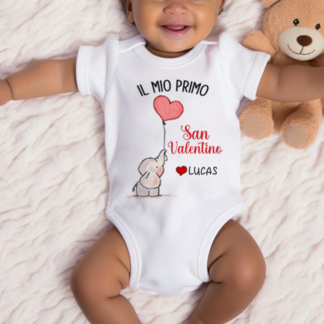 Il mio primo San Valentino - Tutina neonato - body personalizzato con nome