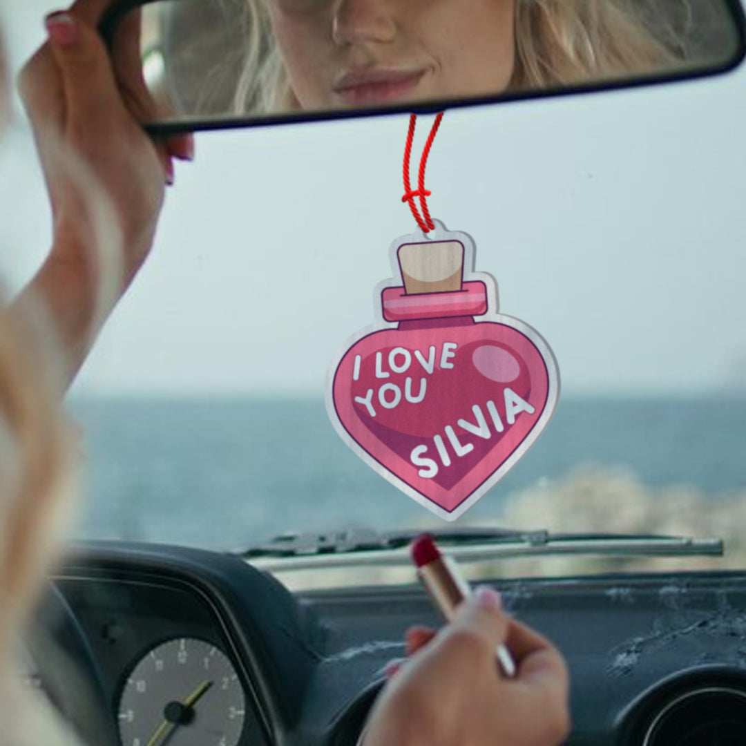 I love you heart - Profumatore Deodorante Auto - personalizzato con nome
