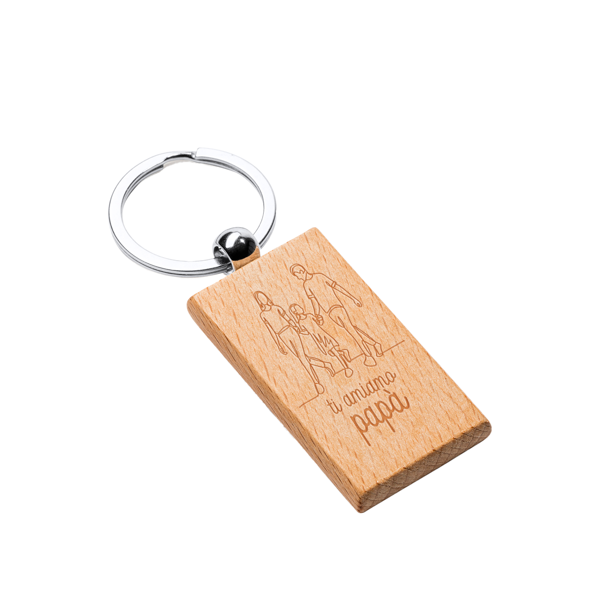 Ti amiamo papà - Portachiavi in Legno personalizzato con Incisione