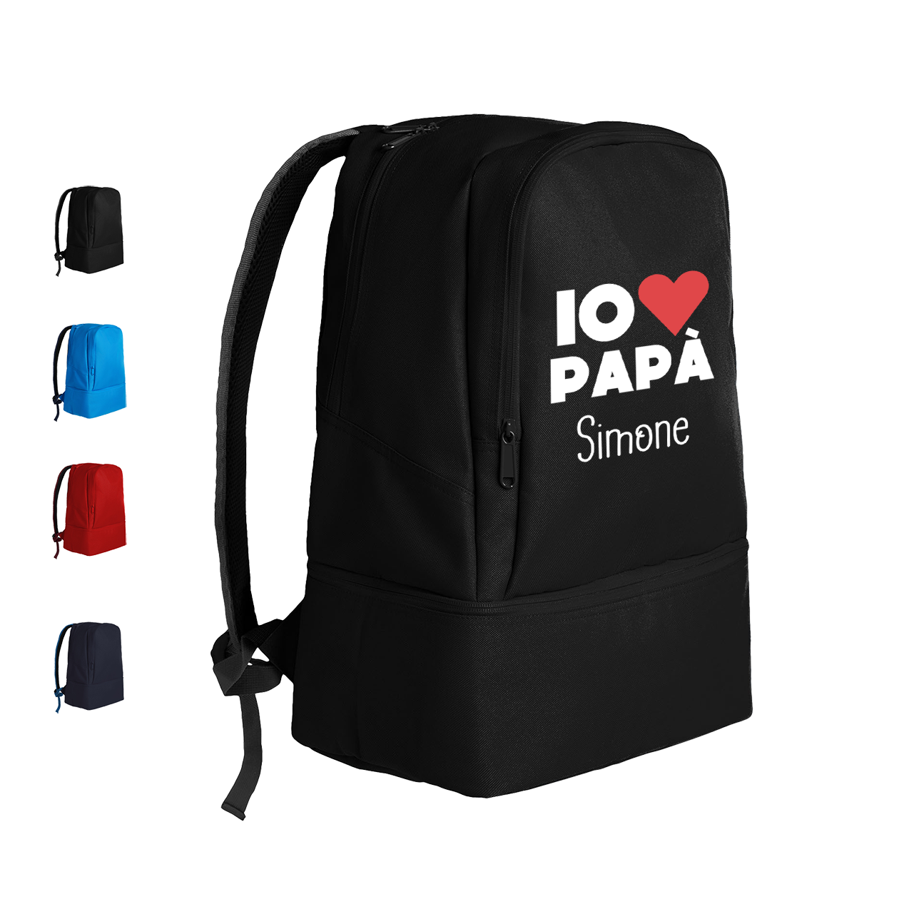 Io amo papà - Zaino con scomparto sul fondo rigiro portascarpe - personalizzato con nome