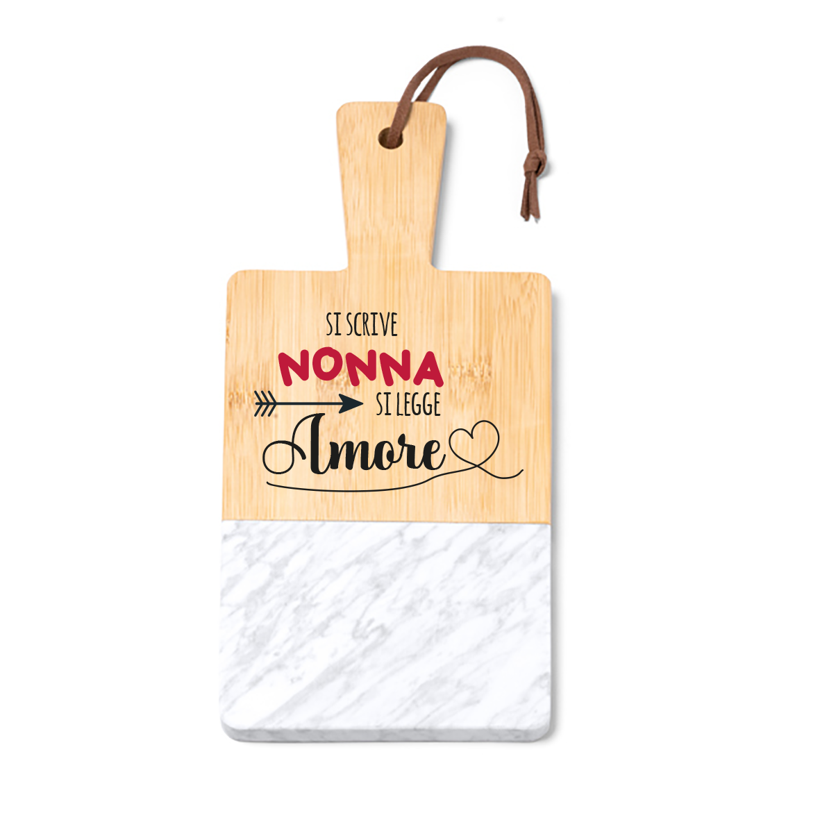 Si scrive nonna si legge amore - Tagliere in marmo e bamboo naturale