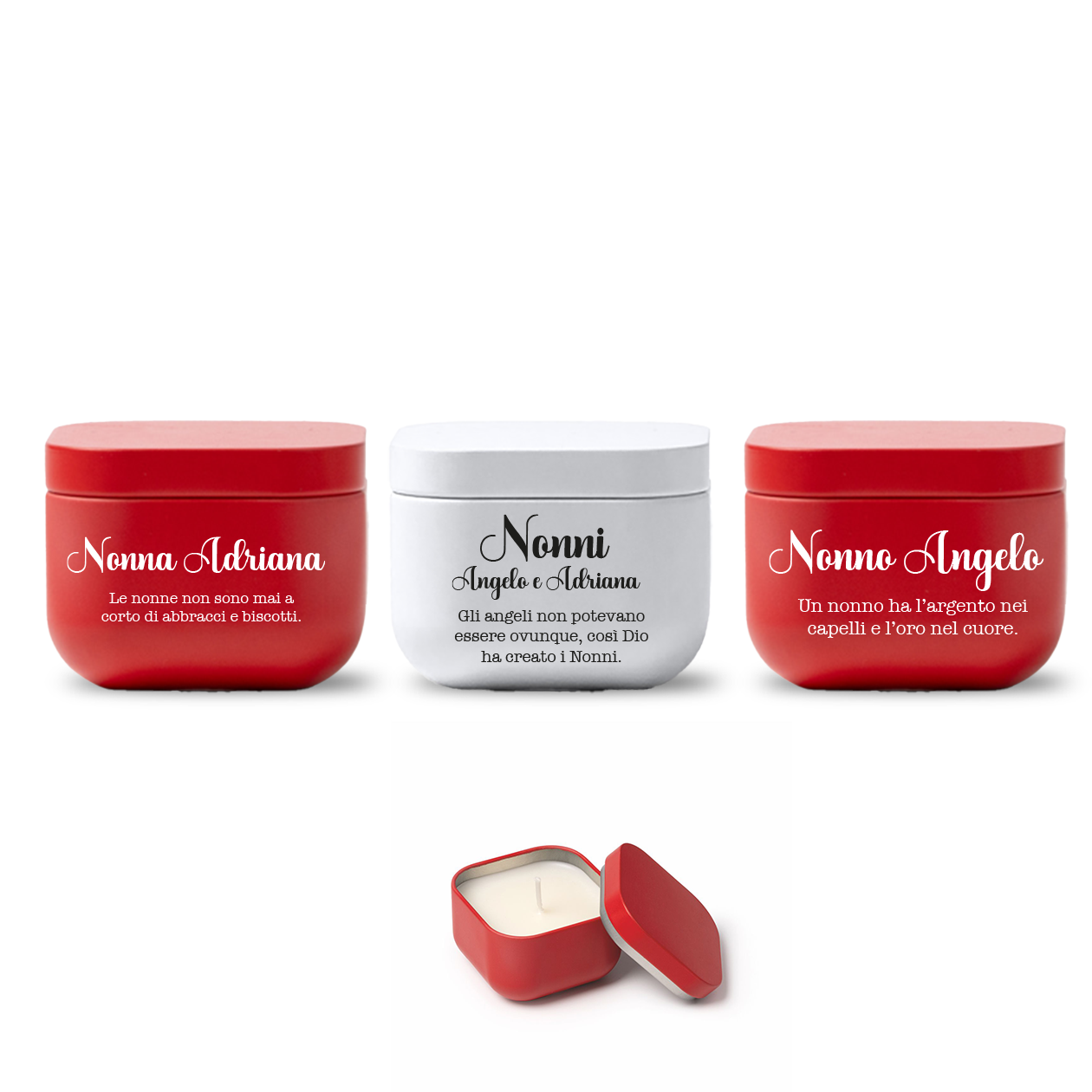 Nonni i miei angeli - Set di 3 Candele Profumate Personalizzati con nomi
