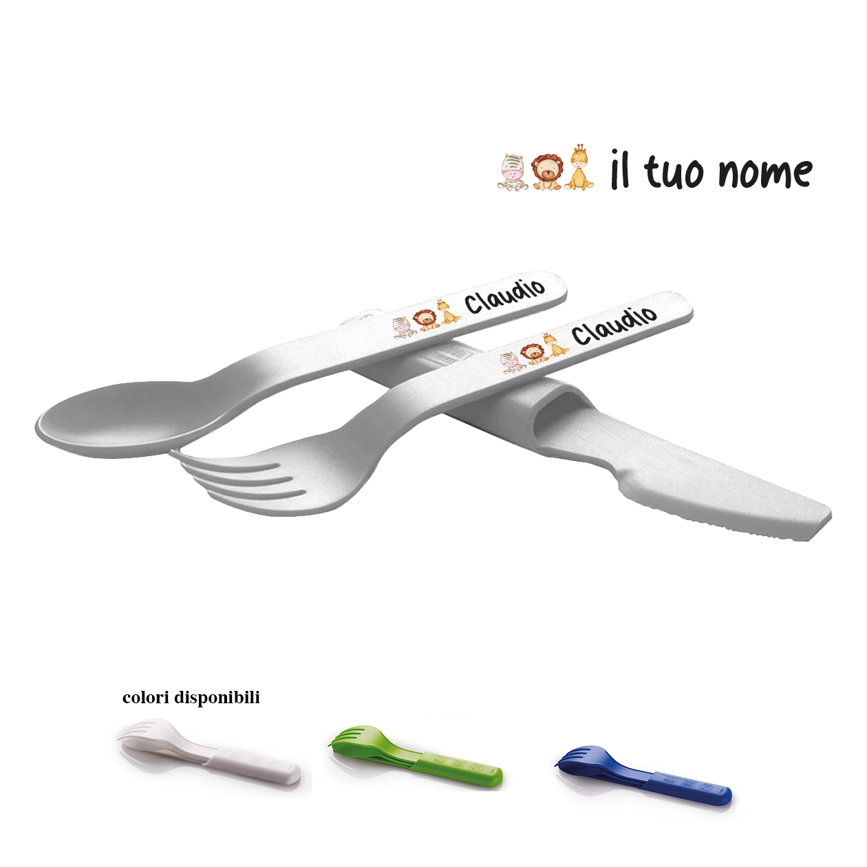 Savana - Posate in plastica - personalizzate con nome