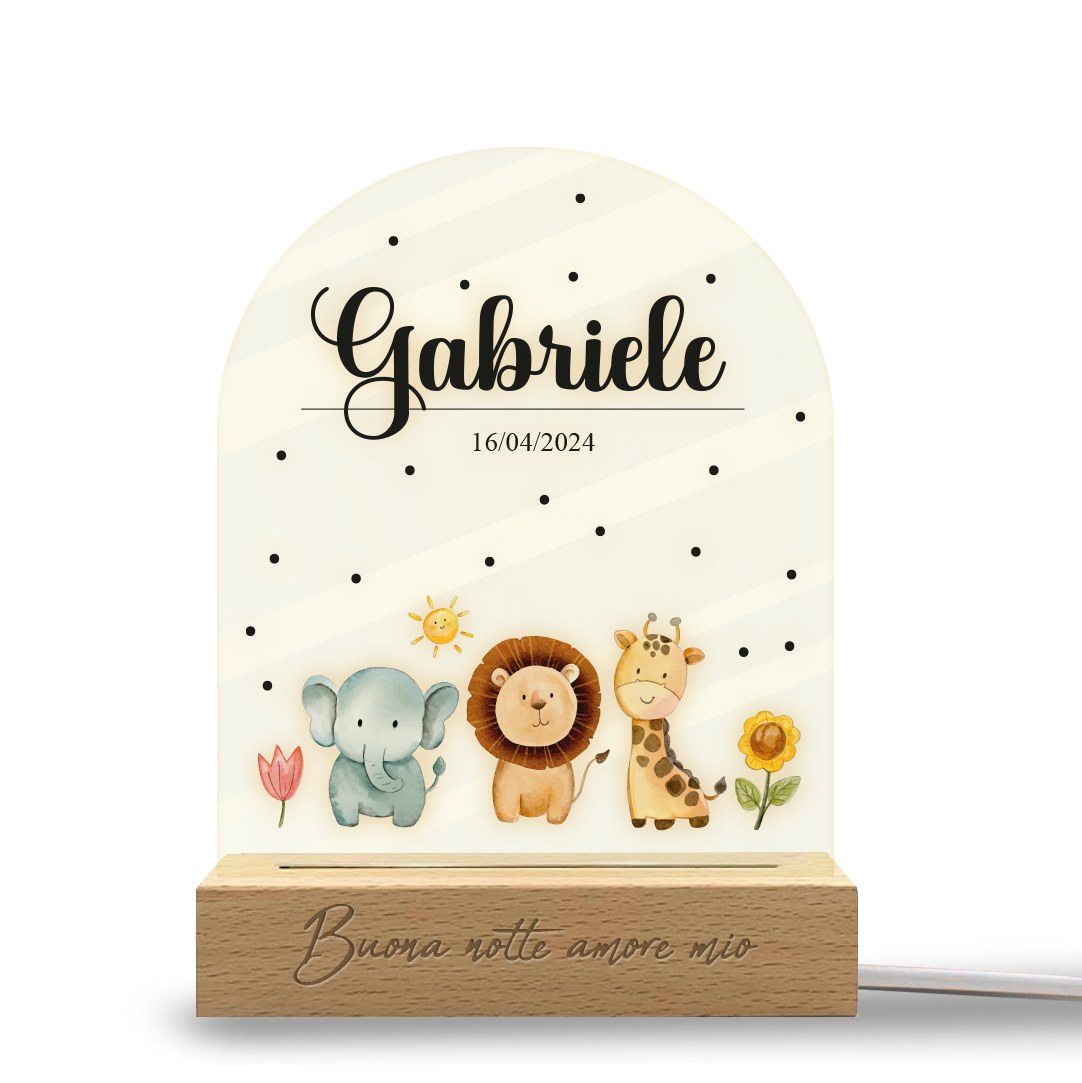 Buona notte amore mio - Lampada - Plexiglass personalizzata con nome e data