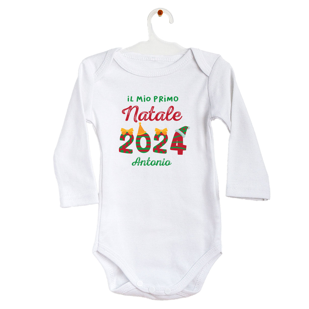 Il mio primo Natale - Tutina neonato - body personalizzato con nome e anno
