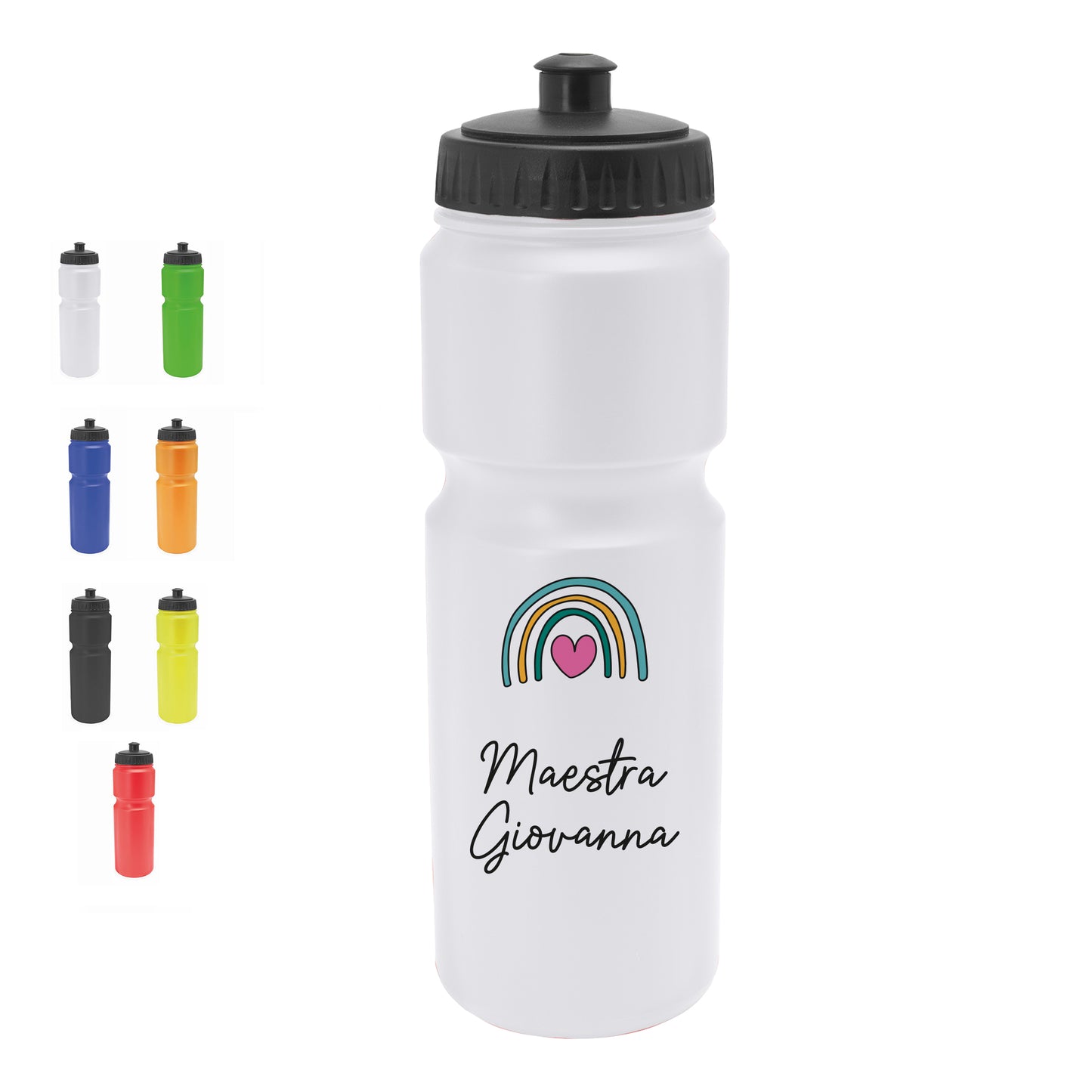 Maestra Rainbow - Borraccia in PE 840ml. - personalizzata con nome