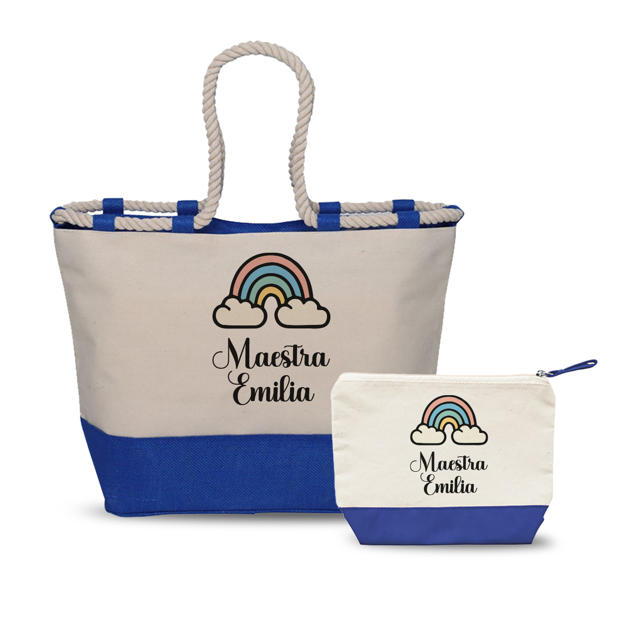 Maestra Rainbow - Combo: Borsa mare + Pochette - personalizzata con nome